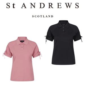 [세인트 앤드류스] 여성 셔링 커프스 니트 카라 반팔 티셔츠(821E3TO101)