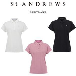 [세인트 앤드류스] 여성 케이블 니트 라이크 카라 반팔 티셔츠(821E3TSA22)