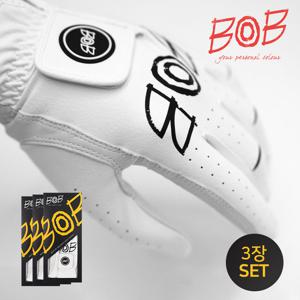 [BOB골프 기획출시] 남/여 빅로고 반양피 골프장갑 3장 1세트 - BGU5AGV905