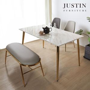 [저스틴퍼니처]브런치 4인 골드 대리석 식탁 세트(의자2+벤치1)