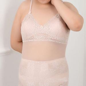 레이스 끈캡 내장 망사 빅사이즈 끈 브라런닝