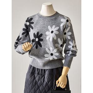 [커스텀에이블]플라워 그레이 니트_T2512KN195D