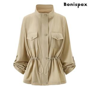 [보니스팍스]어반 반하이넥 허리 스트링 포켓 야상 자켓 (XQ1JK002L0)