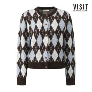 [비지트인뉴욕]울 클래식 아가일 버튼업 가디건 V61GD03
