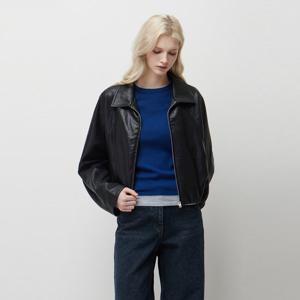 [시슬리]밑단셔링 루즈핏 인조가죽 자켓 SALE70611