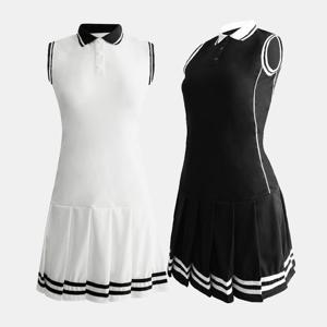 [화이트빌딩]여성골프원피스 카라 플리츠 민소매 골프웨어치마