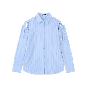 [버커루]여성 코튼 어깨트임 스트라이프 셔츠 B241SH520P