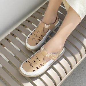 제이슈 / 제이슈 소가죽 벤트오 펀칭 단화 플랫 샌들 3cm