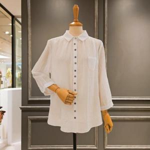 [아니베에프]  A44WBL590_카라넥 루즈핏 지지미 블라우스