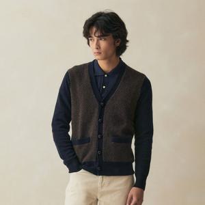 [브룩스브라더스] 울 헤링본 가디건 (네이비) (BBWCMM38954EW)