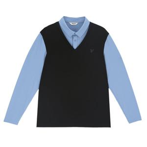 [볼빅어패럴] 남성 골프 우븐믹스 이중에리 긴팔 티셔츠 VMTSP202_DL