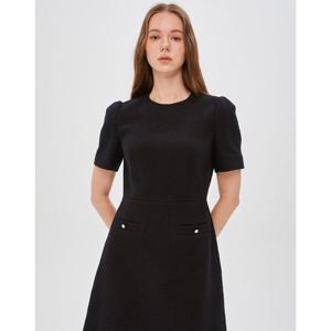 질스튜어트 뉴욕 여성 24FW 블랙 트위드 코튼혼방 반팔 미니 원피스 JSDR4D160BK