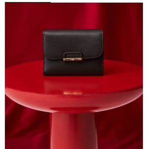 [닥스] 브라운 D로고 장식 소가죽 슬림 3단 반지갑 DCWA5E672W3