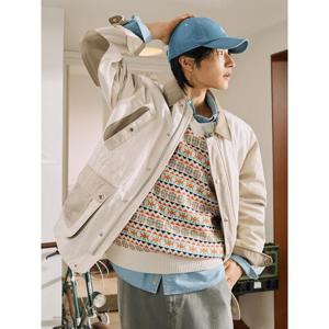 [빈폴멘] 소재 블로킹 헌팅 재킷  아이보리 (BC5237C230)