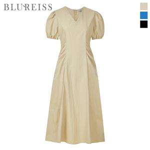 핀턱 셔링 V넥 벌룬 원피스_BI5M1OP3031