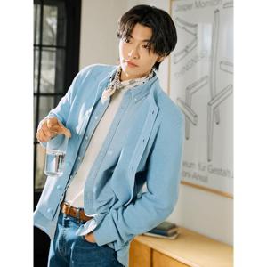 [신상40%OFF][빈폴멘] 칼라넥 카디건 스카이 블루 (BC515AC14Q)