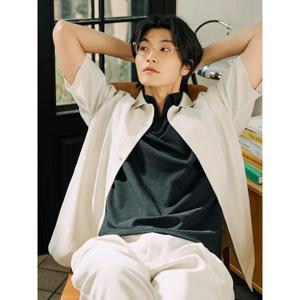 [빈폴멘] 젠틀테크 반집업 칼라넥 반소매 티셔츠  블랙 (BC5342C635)