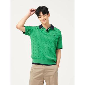 [빈폴멘] [빈폴솔솔니트] 케이블 칼라넥 니트  애플 그린 (BC5451C40K)