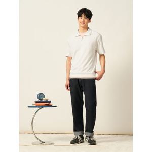 [빈폴멘] 강연 밀라노 하프집업 스웨트 반소매 티셔츠  아이보리 (BC5442C190)