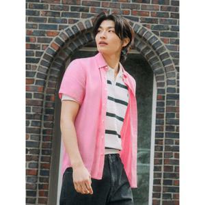[빈폴멘] 리넨 솔리드 반소매 셔츠 라이트 핑크 (BC5365C21Y)