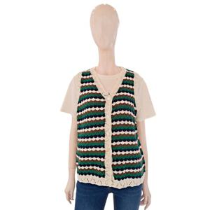 [숲]패턴 브이넥 오픈형 니트 조끼 SB5VK811