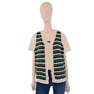 [숲]브이넥 패턴 오픈형 니트 조끼 SB5VK81