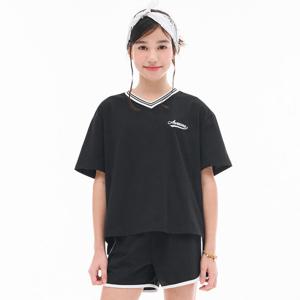 [오션스카이] 여아 브이넥 시보리 반팔 티셔츠-EBJG5890D03