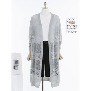 [커스텀에이블]마름모 짜임 그물망 롱 가디건_T2506CD605B