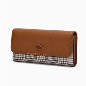 [닥스] 브라운 체크패턴 가죽콤비 3단 장지갑 DCWA5F621W2