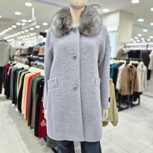 [조이너스]여성 정장  24신상 알파카 모직 하프 코트 여우털100%