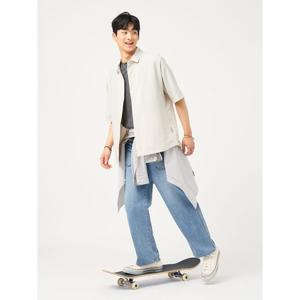 [빈폴멘] 젠틀테크 솔리드 반소매 셔츠 - 아이보리 (BC5365C830)