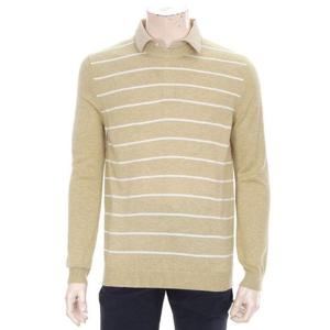 런던포그 세이브존04 베이지 가로줄 레이어드 셔츠니트 LORNA456a