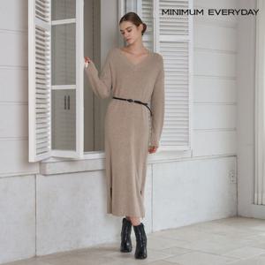 [미니멈][미니멈 에브리데이]벨티드 브이넥 니트 롱 원피스 (EB3OW023D)