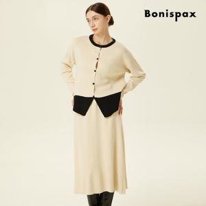 [보니스팍스(여성의류)]배색 니트 가디건 스커트 셋업 XP9ST015M0