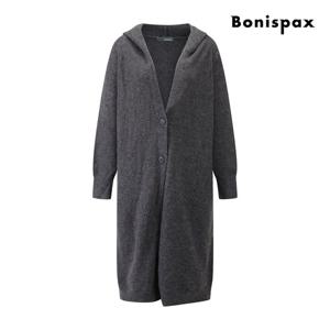[보니스팍스(여성의류)]오버핏 미니멀 후드 가디건 XPBKG003M0