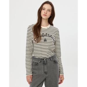 질스튜어트 뉴욕 여성 25FW 블랙 스트라이프 면 긴팔티셔츠 JSTS5D200BK