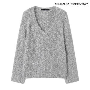 [미니멈][미니멈 에브리데이]브이넥 모던 퍼 루즈핏 긴팔 니트 (EB4KT039D)