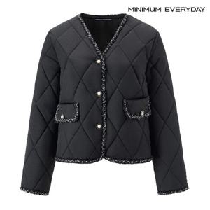 [미니멈][미니멈 에브리데이]프렌치 시크 배색 브이넥 퀼팅 점퍼 (EB4JJ022D)