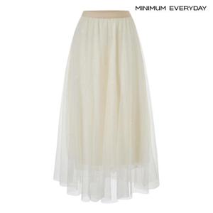 [미니멈][미니멈 에브리데이]레이스 스팽글 포인트 레이어드 롱 스커트 (EC1WH003D)