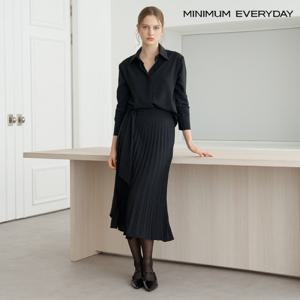 [미니멈][미니멈에브리데이] 긴팔 셔츠 플리츠 랩 스커트 셋업 (EC1OW006D)