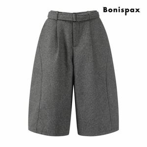 [보니스팍스] 와이드 핀턱 버뮤다 5부 슬랙스 (XQ1PT010M0)