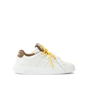 미우미우 여성 화이트 가죽 로우탑 스니커즈 5E387E3L48F0TPR F 005