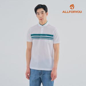[올포유] [모델착장] 남성 라인 배색 넥시보리 반팔 티셔츠 AGTHM4141-100
