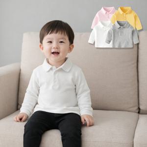 [엠케이] 베베카라 남아여아 무지 긴팔 카리티셔츠 206072