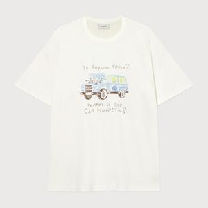 [커버낫]커버낫 빈티지 카 드로잉 티셔츠 오프/화이트 CO2503ST2