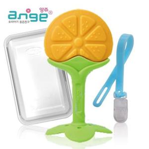 [앙쥬]앙쥬 오렌지 실리콘 치발기 (집게 + 케이스 포함)