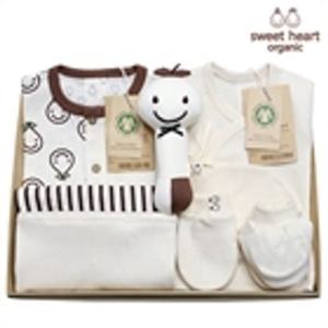 [스윗하트] 오가닉 프리미엄 내츄럴 남아반팔 신생아 선물세트