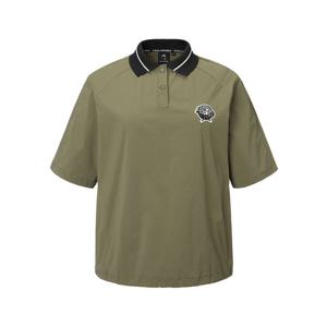 챌린저 립카라 로고와펜 여성 라글랑 반팔 우븐탑 카키 CHD2WWT0612KH