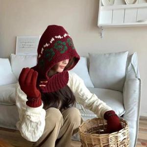 후드 떡볶이 노르딕 니트 단추 비비드 바라클라바