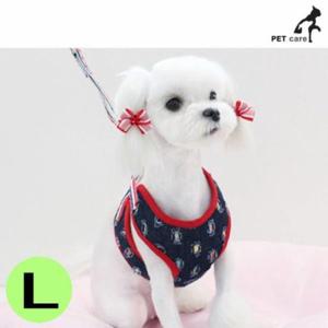 [반려] 지엠펫 빈티지 하네스 리드줄 세트 진청 L